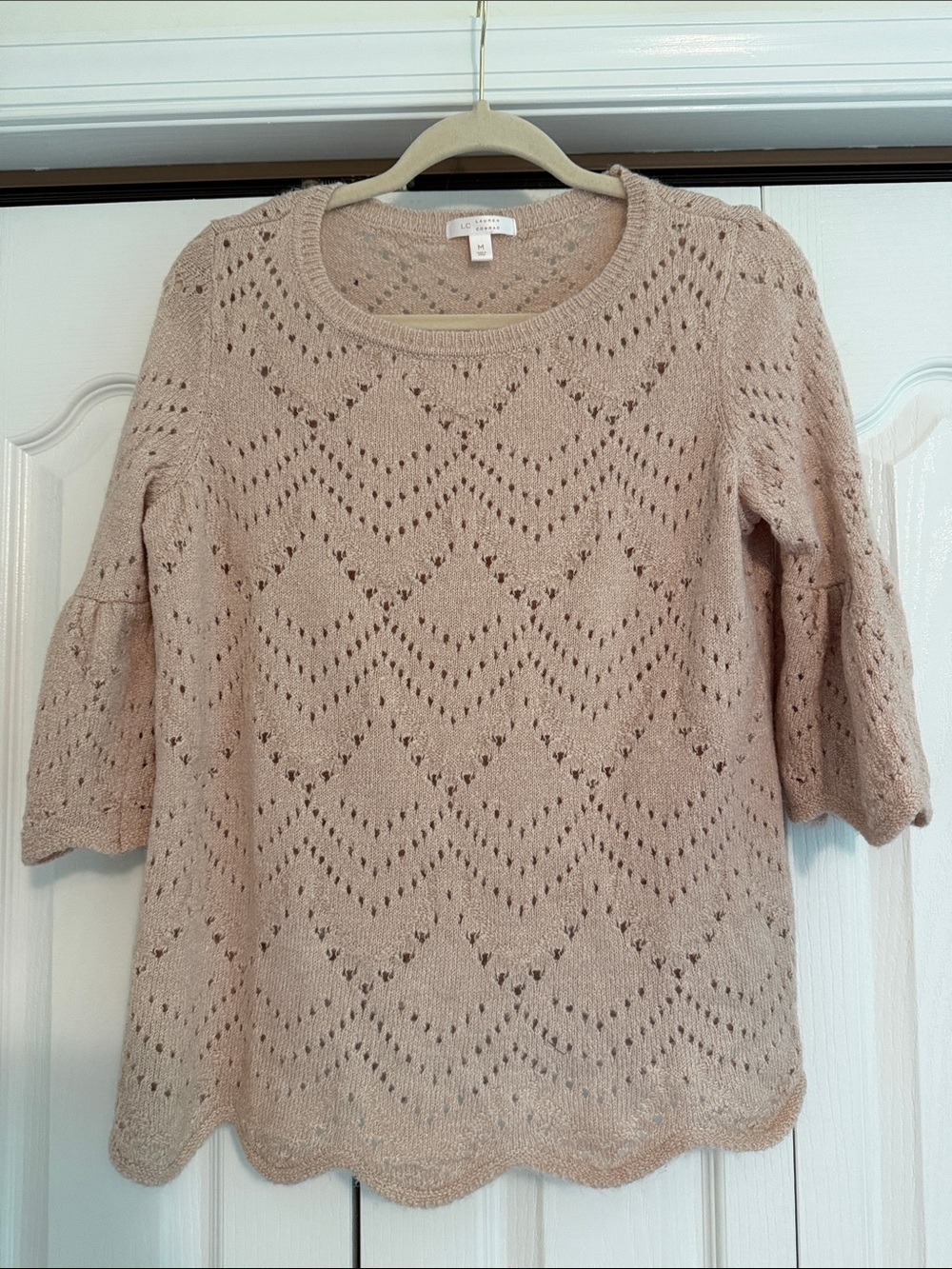 LC Lauren Conrad Blush Eyelet Scoop Neck Sweater